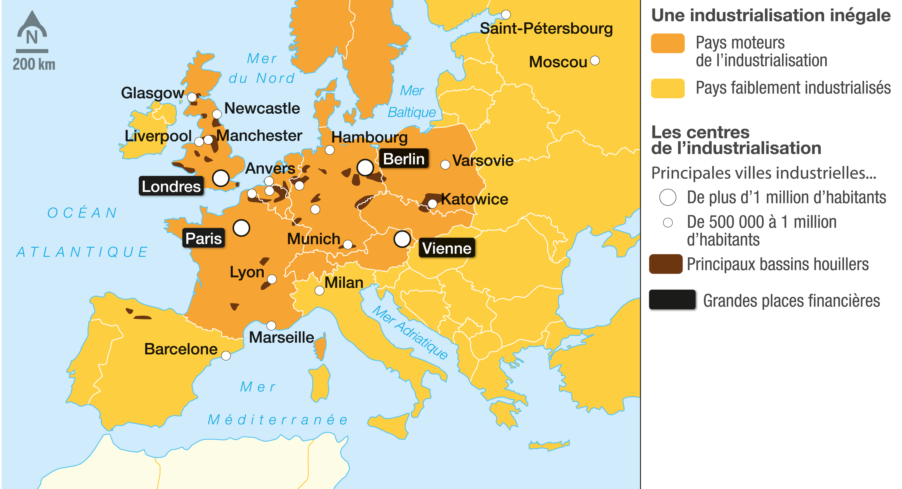 Industrialisation en Europe XIXe et XXe siècle, source: livrescolaire.fr